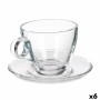 Tasse avec sous-tasse Vivalto Transparent verre 170 ml (6 Unités)