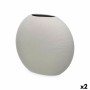 Vase Gift Decor Grey Ceramic Circular 36 x 34 x 16 cm (2 Units)