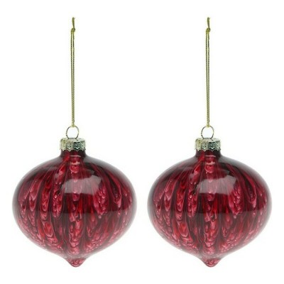 Christmas Baubles (2 pcs) 112490 Brown Red 8 cm (2 Units)