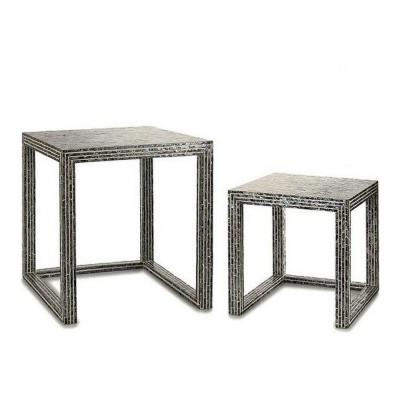 Table d'appoint Gift Decor BIG-S3603676 Gris Nacre noire 42,5 x 61 x 60 cm (2 Pièces) (2 Unités)