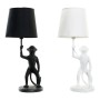 Desk lamp DKD Home Decor White Black Polyester Metal Resin 25W 220 V Monkey (2 pcs) (20 x 20 x 45 cm)
