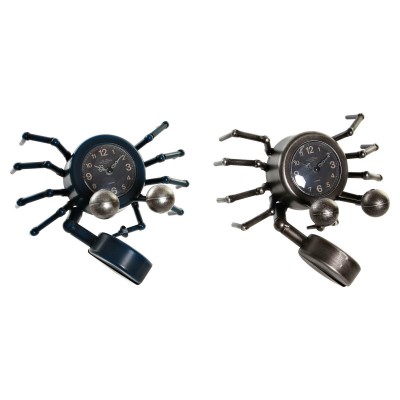 Table clock DKD Home Decor Blue Silver Animal Vintage Crab (2 Units)