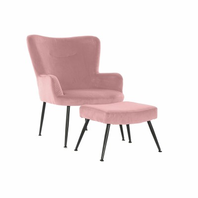 Fauteuil DKD Home Decor Noir Rose 70 x 60 x 84 cm