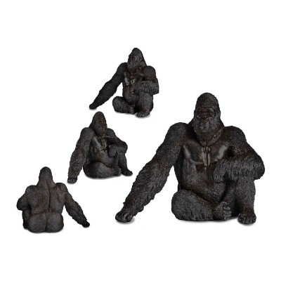 Figurine Décorative Gift Decor Noir Gorille 34 x 50 x 63 cm