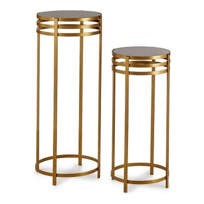 Set of 2 tables Gift Decor Black Golden Metal Crystal 42,5 x 105 x 42,5 cm
