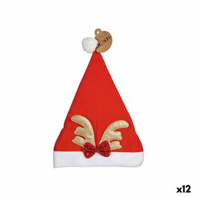 Father Christmas Hat Krist+ White Red Golden Reindeer 28 x 2 x 39 cm (12 Units)