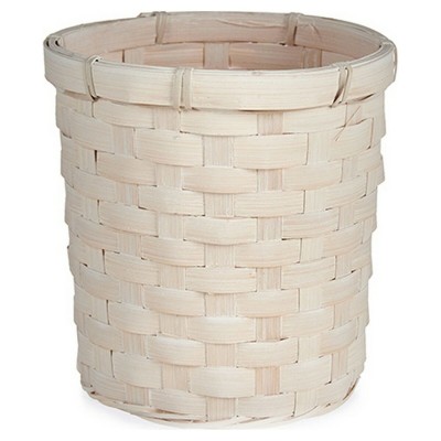 Planter Gift Decor White PVC Bamboo 17 x 15 x 17 cm Circular