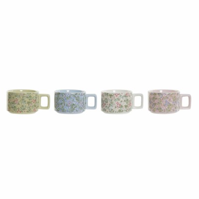 Ensemble de tasses à café DKD Home Decor Bleu Vert Rose Métal Dolomite 260 ml