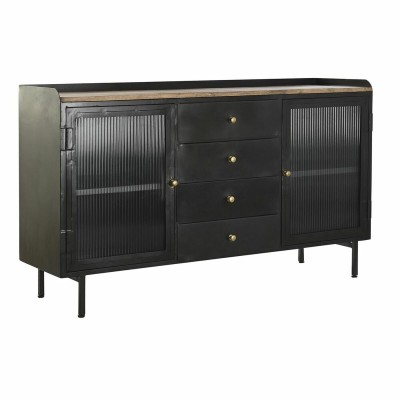 Buffet DKD Home Decor   Noir Doré Naturel Métal Bois de manguier 145 x 40 x 85 cm