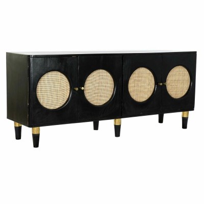 Sideboard DKD Home Decor   Black Natural Rattan Mango wood 150 x 40 x 65 cm