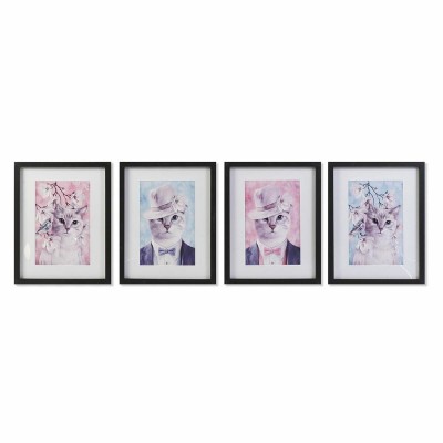 Painting DKD Home Decor Cats (35 x 2,5 x 45 cm) (35 x 2 x 45 cm) (4 Units)