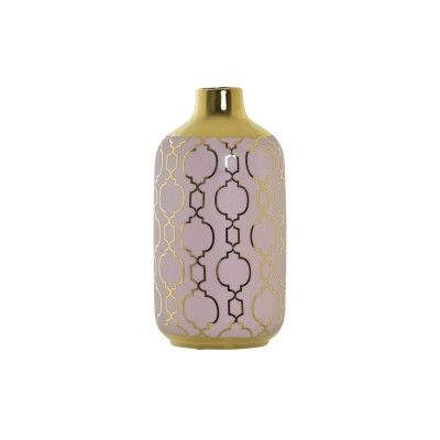 Vase DKD Home Decor Pink Golden Porcelain Oriental Chromed 13 x 13 x 26 cm