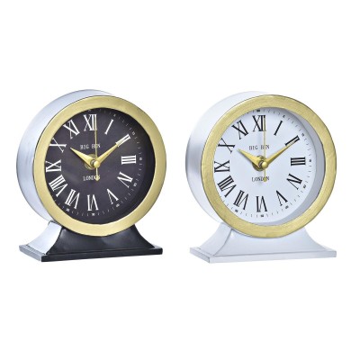 Horloge de table DKD Home Decor Blanc Noir (2 Unités)
