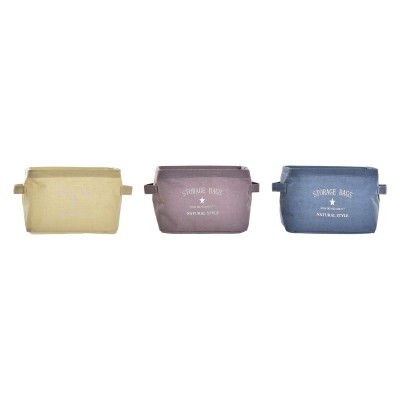 Panier DKD Home Decor Jaune Bleu Bordeaux Toile Moderne 20 x 16 x 15 cm (3 Unités)