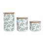 Set de 3 Boites DKD Home Decor Naturel Blanc Vert Bambou Grès Tropical 10 x 10 x 17 cm