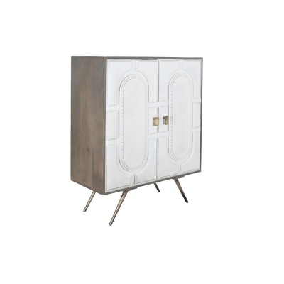 Sideboard DKD Home Decor White Grey Golden Brass Mango wood 93 x 41 x 114 cm