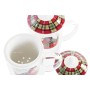 Teacup DKD Home Decor Bird Crystal Porcelain Red (300 ml) (2 Units)
