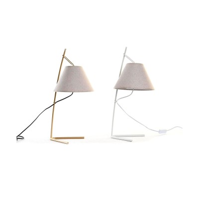 Desk lamp DKD Home Decor Golden Metal Linen White 50 W Modern (25 x 31 x 57 cm) (2 Units)