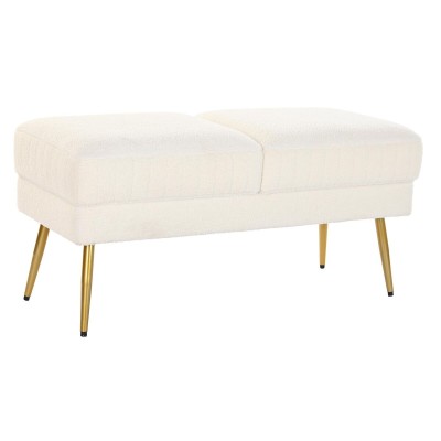 Bench DKD Home Decor 106 x 45 x 50 cm Golden Metal White