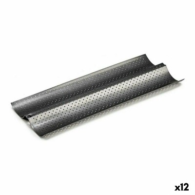 Moule pour Baguettes Kinvara Gris foncé Métal Acier au carbone 16 x 2,5 x 38 cm Pain (12 Unités)