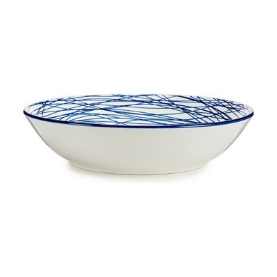 Assiette creuse Vessia Bleu Blanc Porcelaine Rayures 20 x 4,7 x 20 cm (6 Unités)