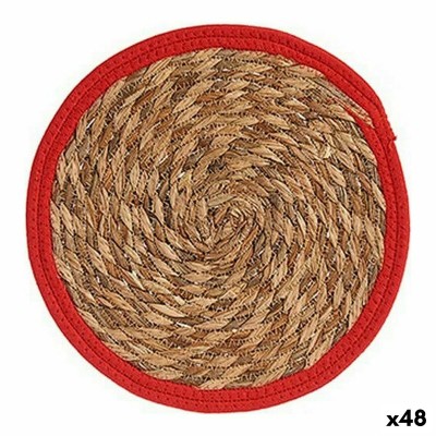 Table Mat Gift Decor Red Natural Natural Fibre 30 x 1 x 30 cm (48 Units)