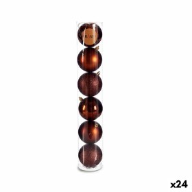 Set of Christmas balls Krist+ Brown Plastic Ø 8 cm (24 Units)