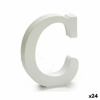 Lettre Pincello C Blanc Bois 2 x 11 cm 2 x 16 x 14,5 cm (24 Unités)