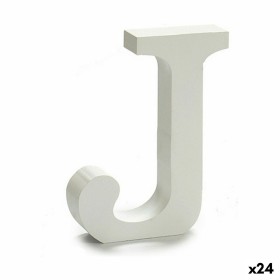 Lettre Pincello J Blanc Bois 2 x 11 cm 2 x 16 x 14,5 cm (24 Unités)
