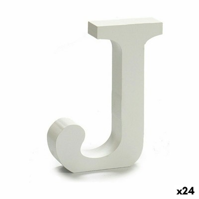 Letter Pincello J White Wood 2 x 11 cm 2 x 16 x 14,5 cm (24 Units)