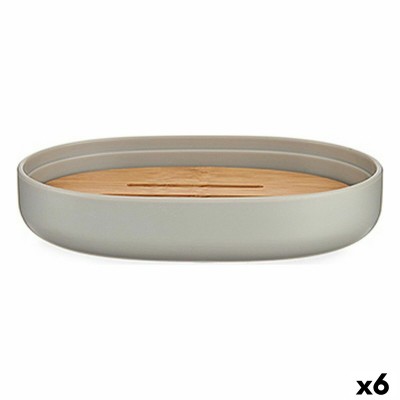 Soap dish Berilo Brown Grey Bamboo polypropylene 9,5 x 2,5 x 13 cm 13 x 2,5 x 9,5 cm (6 Units)