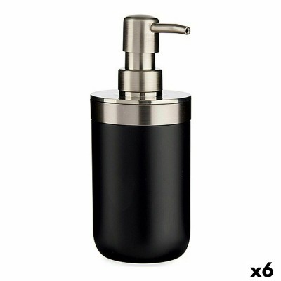 Soap Dispenser Berilo Black Silver Stainless steel Plastic 350 ml 9 x 17 x 8 cm (6 Units)
