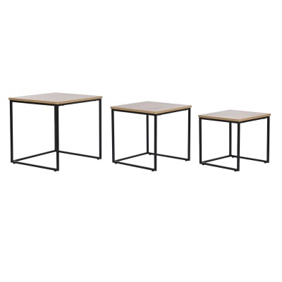 Jeu de 3 tables DKD Home Decor Noir Métal 45 x 45 x 45 cm Bois MDF