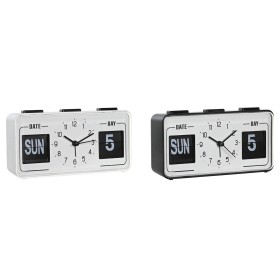 Alarm Clock DKD Home Decor White Black PVC 17 x 5 x 9 cm (2 Units)
