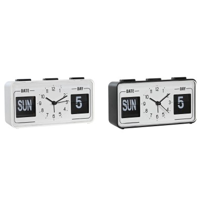 Alarm Clock DKD Home Decor White Black PVC 17 x 5 x 9 cm (2 Units)