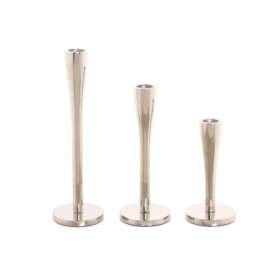 Candle Holder Home ESPRIT Silver Aluminium Modern 7,5 x 7,5 x 25 cm (3 Units)