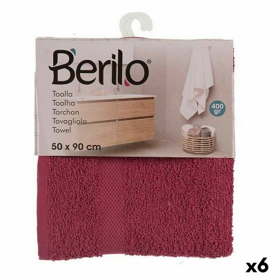 Serviette de toilette Berilo Bordeaux 80 % coton 20 % Polyester 50 x 0,5 x 90 cm 25 x 3 x 22 cm (6 Unités)