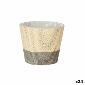 Planter Ibergarden Grey Natural Rope Plastic 15 x 15 x 14 cm (24 Units)