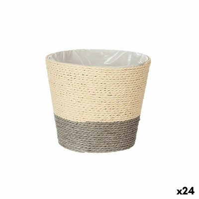 Cache-pot Ibergarden Gris Naturel Corde Plastique 15 x 15 x 14 cm (24 Unités)