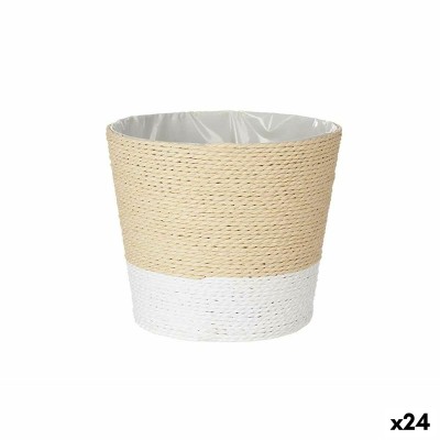 Cache-pot Ibergarden Blanc Corde Plastique 19,5 x 17,5 x 19,5 cm 19,5 x 16,5 x 19,5 cm (24 Unités)
