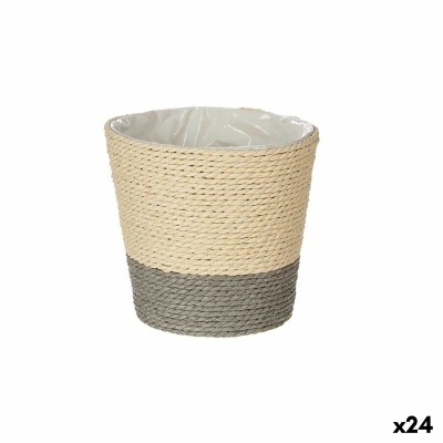 Cache-pot Ibergarden Gris Corde Plastique 14 x 12,5 x 14 cm 14 x 13 x 14 cm (24 Unités)