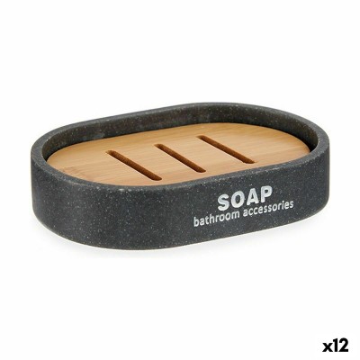 Soap dish Berilo Brown Grey Resin 8 x 2,5 x 12,5 cm (12 Units)