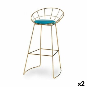 Tabouret Gift Decor Bleu Doré Polyester Fer 51 x 94 x 52 cm (2 Unités)