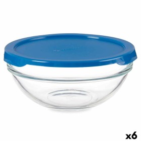 Round Lunch Box with Lid Pasabahce Chefs Blue 595 ml (6 Units)