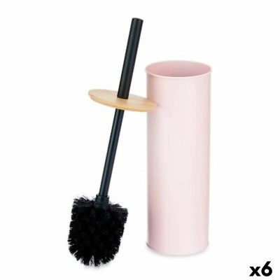 Brosse de salle de wc Berilo Rose Métal Bambou Plastique 9,5 X 27 X 9,5 cm (6 Unités)
