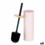 Brosse de salle de wc Berilo Rose Métal Bambou Plastique 9,5 X 27 X 9,5 cm (6 Unités)