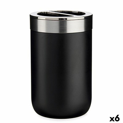 Toothbrush Holder Berilo Black Silver Plastic 7,7 x 11,5 x 7,7 cm 7,7 x 11,2 x 7,7 cm (6 Units)