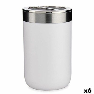 Toothbrush Holder Berilo White Silver Plastic 7,7 x 11,5 x 7,7 cm 7,7 x 11,2 x 7,7 cm (6 Units)