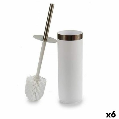 Brosse de salle de wc Berilo Blanc Argenté Plastique 9,5 x 38,5 x 9,5 cm (6 Unités)