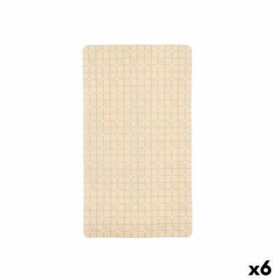 Non-slip Shower Mat Berilo Beige PVC 67,7 x 38,5 x 0,7 cm Frames (6 Units)